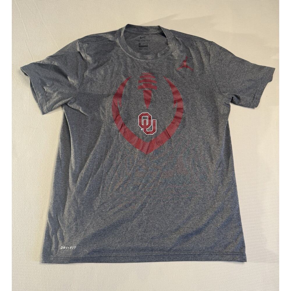 Nike Jordan OU Sooners Dri-Fit Shirt Gray Size M Football Graphic Tee
